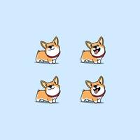 Cute welsh corgi dog cartoon set vector