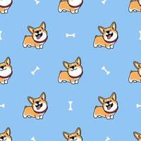 lindo gallo corgi perro de dibujos animados de patrones sin fisuras vector