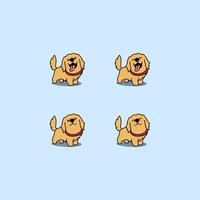 Cute golden retriever dog cartoon set vector