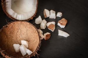 the broken coconut. delicious fruit for Indian food photo