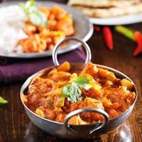 pollo indio curry vindaloo en plato balti foto