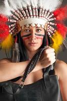 American Indian girl with bag photo