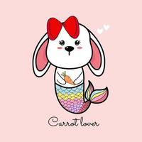 Rabbit mermaid cartoon  vector