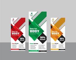 Plantilla moderna de gimnasio gimnasio roll up stand banner vector