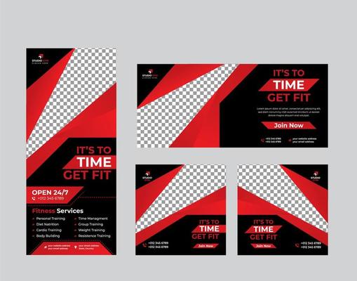Red Fitness GYM Banner Modern Template