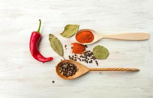 Colorful pepper in a wooden spoon