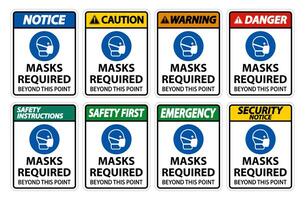 Masks Required Beyond This Point Vertical Sign Set  vector