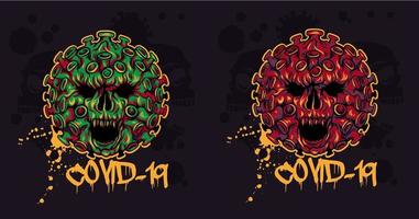 Evil Coronavirus Skulls for T-shirts vector