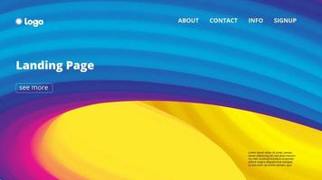 Abstract colorful flowing wave landing page  vector