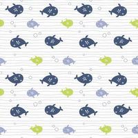 Seamless pattern with cute whales vector