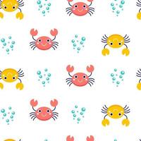 Seamless pattern with crabs and bubbles vector