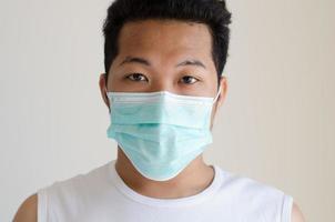 Asian man wearing a face mask photo