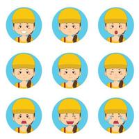 Delivery Woman Avatar With Various Expressions vector