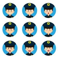 avatar de policía con varias expresiones vector