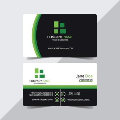 Business Card with Green Striped Borders