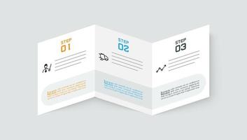 Horizontal tri-fold paper infographic vector