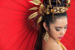 Thai Woman In Traditional Costume Of Thailand photo
