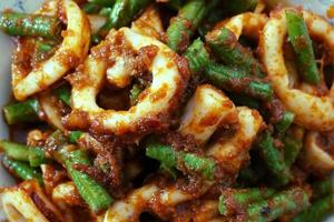 stir fried squid with roasted chili paste photo