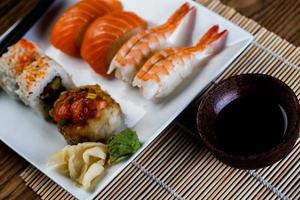 Fresh Japanese sushi set photo