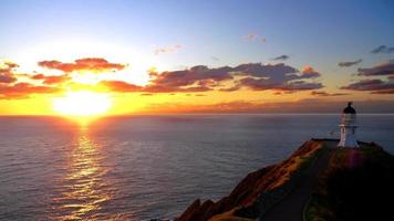 Sunset and lighthouse at Cape Reinga