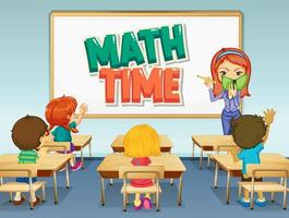 Classroom scene with math teacher and students vector