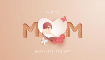 Mother's Day poster with mom and baby in heart