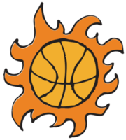 baloncesto en fuego dibujado a mano png