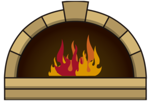 horno de pizza en llamas