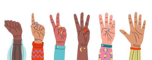 the hand shows five fingers high five 10862368 Vector Art at Vecteezy