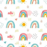 Rainbows and Clouds Seamless Background vector