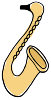 Hand drawn music instrument saxophone png