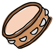 Hand drawn music instrument tamborine png