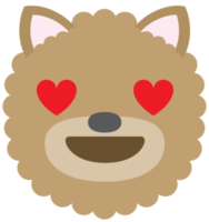 faccia di cane emoji amore png