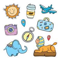 Travel doodle set vector