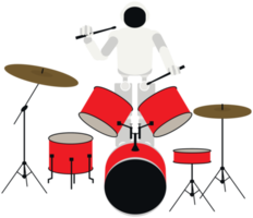 Robot playing music drum png