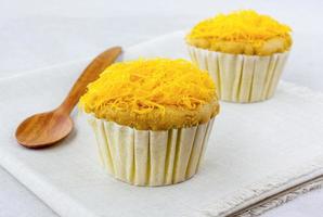 golden threads on soft cupcake the Thai desserts photo