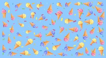 Seamless background pattern with ice cream vector