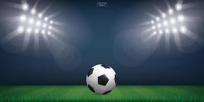 Soccer football ball on soccer field  vector