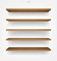 Brown shelves on white wall Royalty Free Vector Image