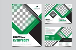 diseño de plantilla de folleto de gimnasio bi fold verde vector