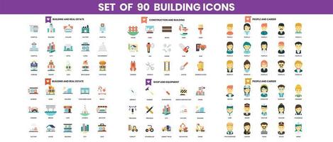 iconos de construcción y construcción establecidos para negocios vector