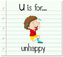 Flashcard letter U is for unhappy vector