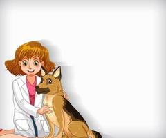 Background template design with happy vet and pet dog vector