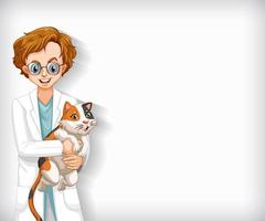 Diseño de plantilla de fondo con veterinario feliz y gato mascota