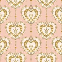 Seamless pattern with heart and hand drawn elements vector