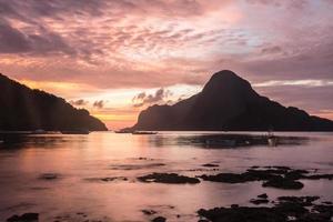 Sunset over El Nido bay in Palawan, Philippines photo