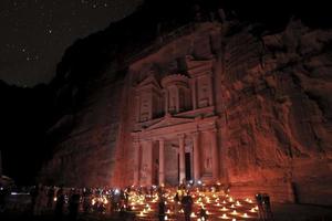 Petra historical sight by night photo