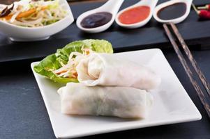 Spring rolls with Sauces and Salad