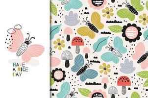 Colorful butterfly pattern with have a nice day quote vector