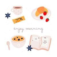 Breakfast item set vector